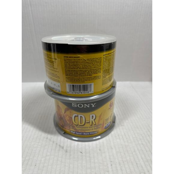 New lot of 2 Sony CD-R High Speed Recordable CDs 700 MB 80 Min 1x-48x 50 Pack - Picture 2 of 2
